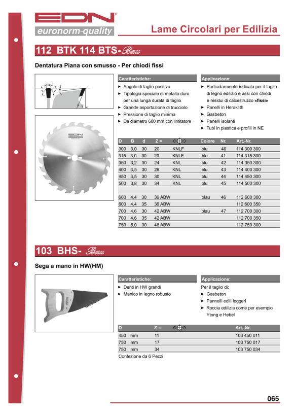 EDN Baukreissägeblatt BWK 700 x 4,6 x 30 Z=42 FA *Bau* 102700300