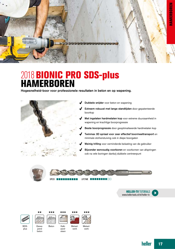 Heller Tools 4POWER SDS-plus Hammerbohrer - Arbeitslänge: 200 mm - Gesamtlänge: 260 mm - Durchmesser: 7 mm 29737