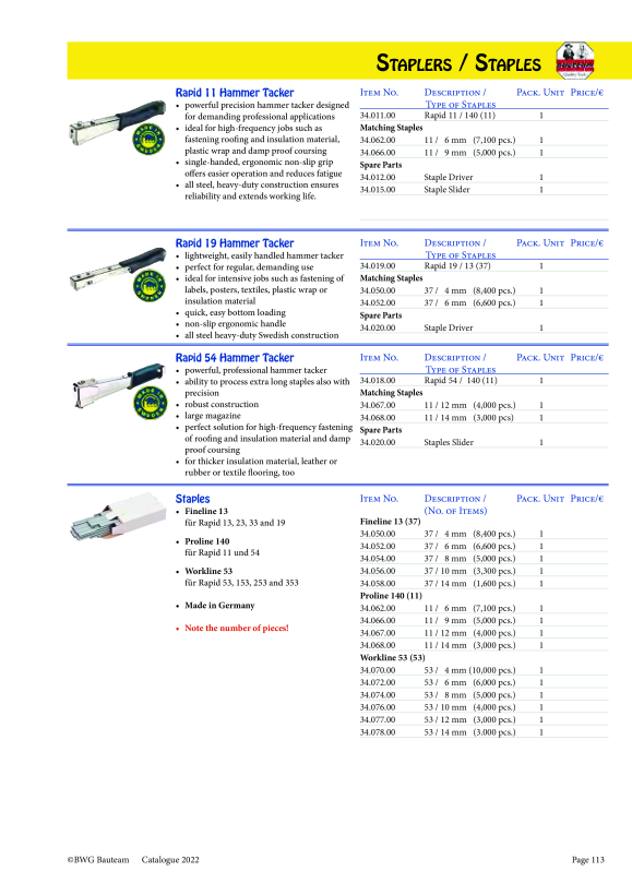BWG Handtacker Rapid 13 34.013.00