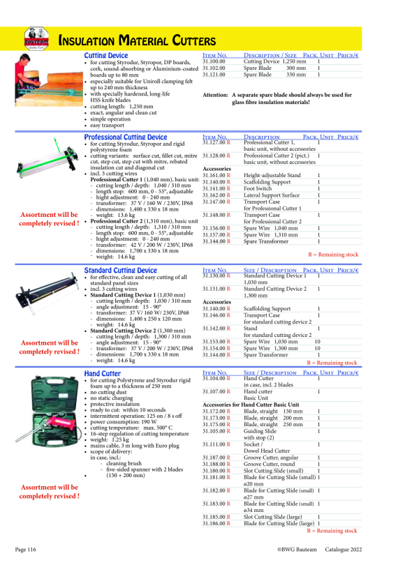 BWG Standard Cutter 2 - 1300mm 31.131.00