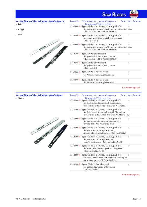 BWG Stichsägeblätter 55 HM grob 70.230.00