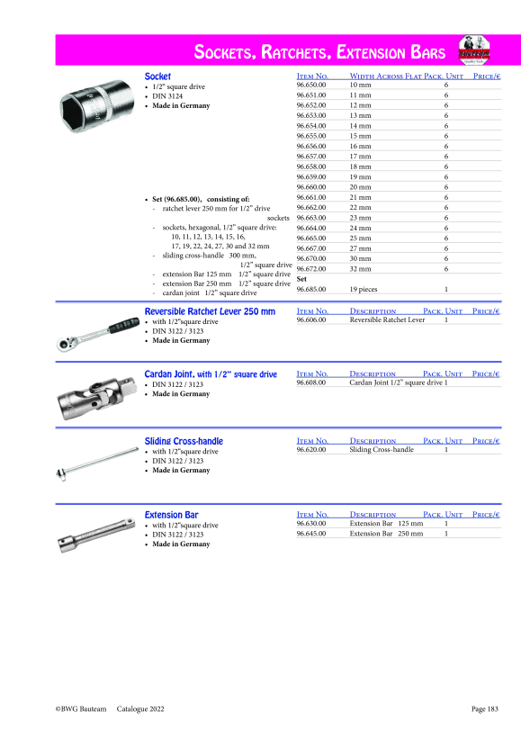 BWG Steckschlüssel-Eins.1/2 ” 15 96.655.00