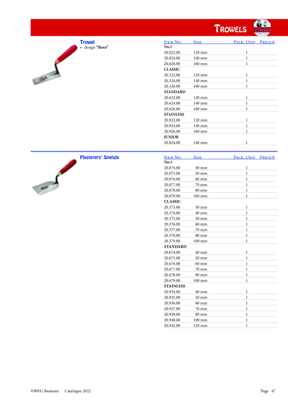 BWG Berner Putzkelle 160 Stand. 20.626.00