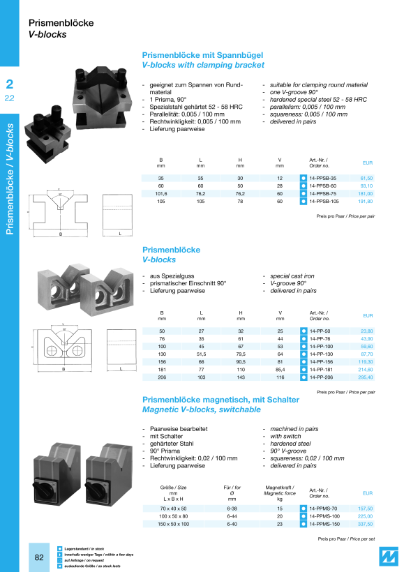 Mack Werkzeuge Bloco prisma (par), comprido, 75 x 35, grau 3 14-PBL-75/3