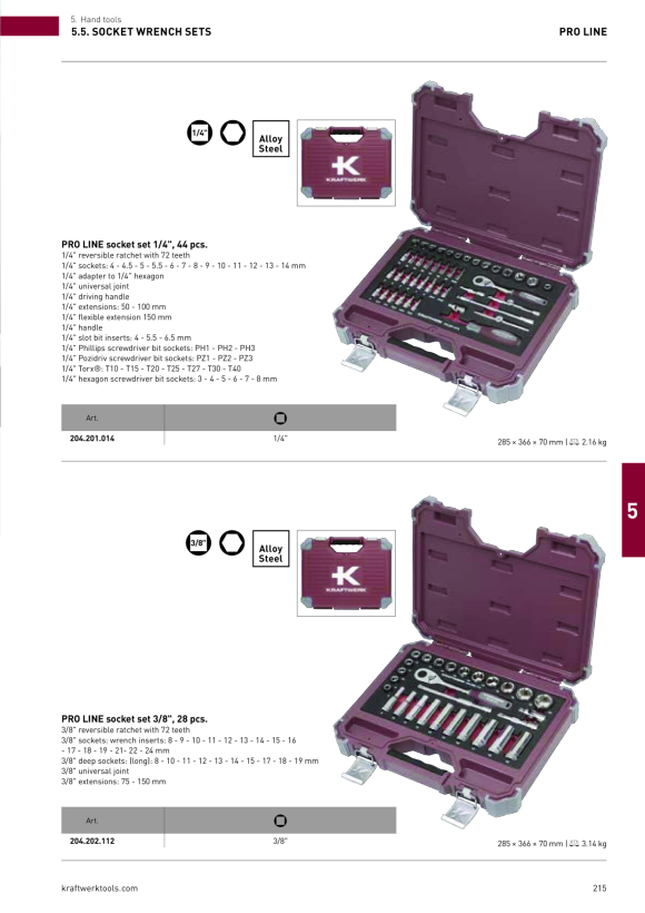 Kraftwerk Steckschlüssel-Satz, 1/4”, 44-tlg. 204.201.014