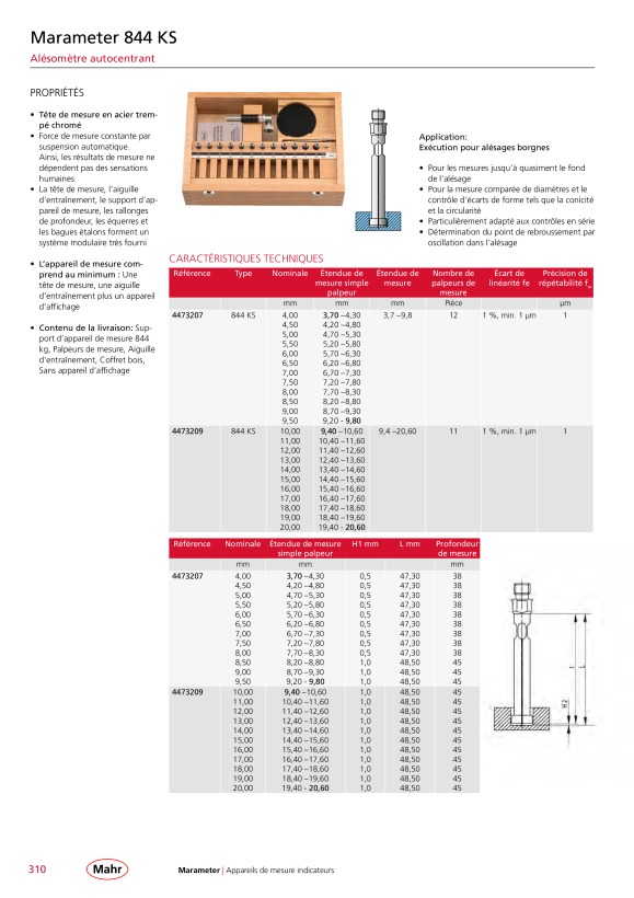 Mahr 844 Appareil de mesure interne KS 3,70 - 9,80 mm en coffret mK 4473207