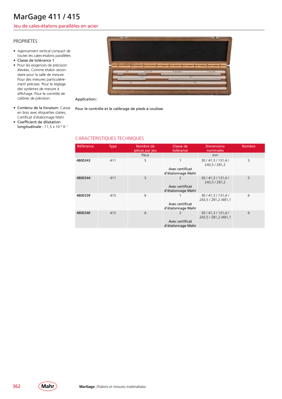 Mahr Jeu de cales étalons 404 C/2 46 pièces en céramique avec DK 4800004