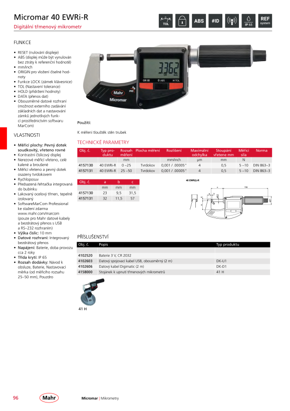Mahr 40 EWR-R dig. mikrometr 25-50 mm m.DA mK 4157031