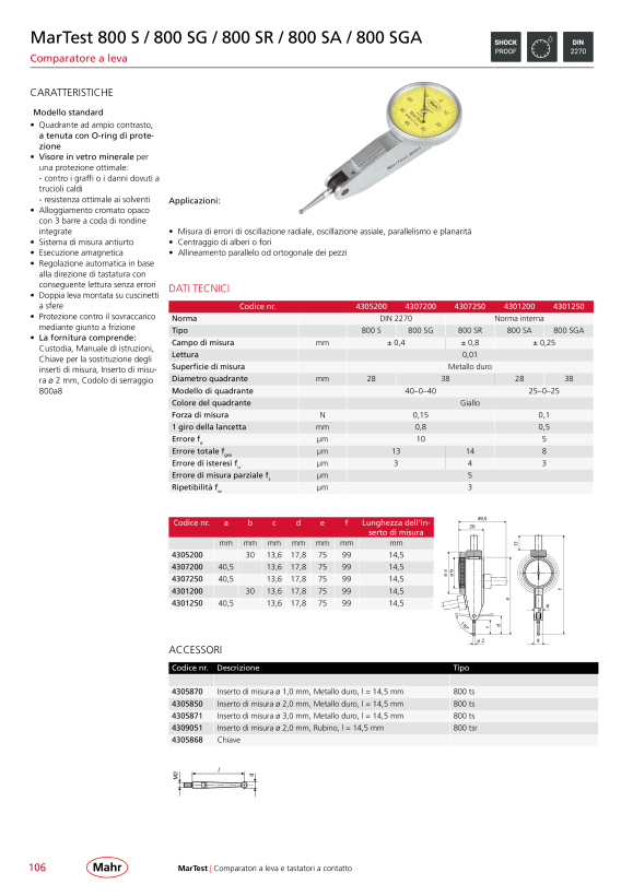 Mahr Inserto di misura da 800 tl con sfera in HM da 3 mm 4306853