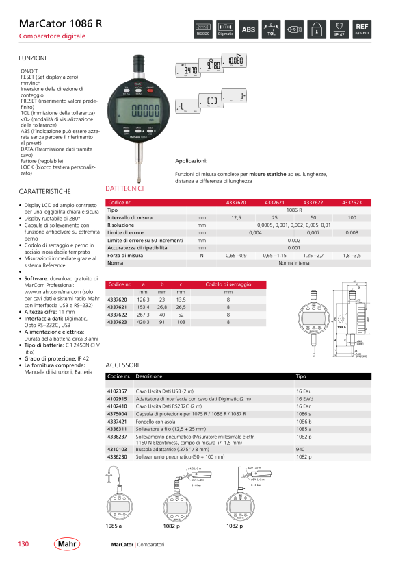 Mahr 1086 R Digital Indicator 100mm/4” res.0,0005mm w.c. 4337623