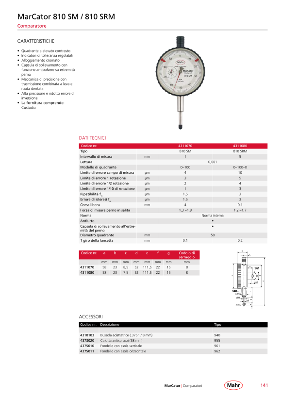 Mahr Comparatore meccanico 810 AU, 0 4329050