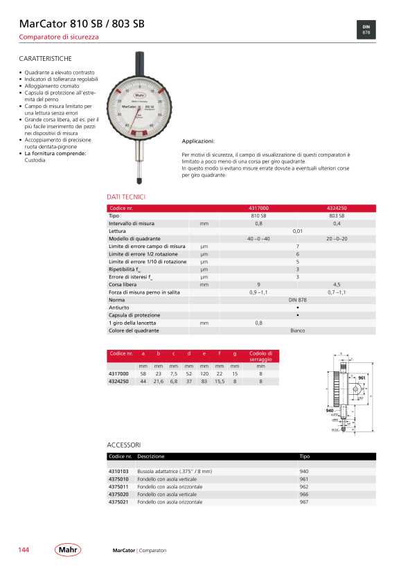 Mahr Comparatore meccanico 810 AG, versione 2005 4322000