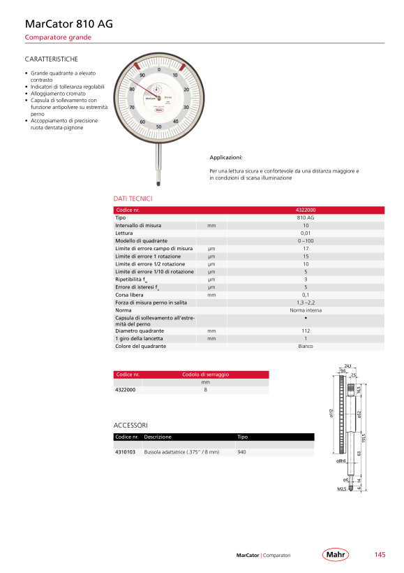 Mahr Comparatore meccanico 810 AG, versione 2005 4322000