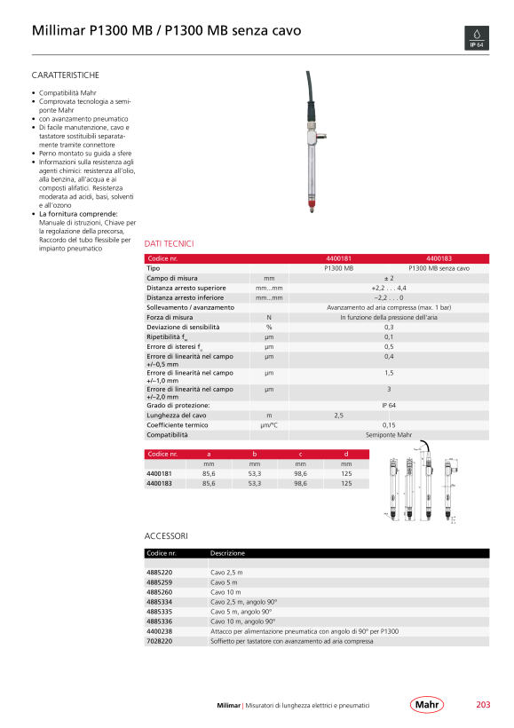 Mahr CAVO 5 m, P1300 cpl. 4885259