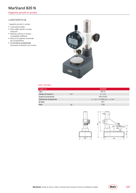 Mahr 815 XMS barra di misura, 285 mm 4435011