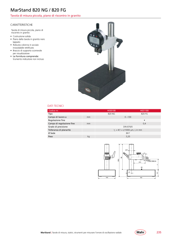 Mahr 820 NC Comp. Stand 0-110 mm Ceramic plate 80x80mmØ 8H7 w.c 4432100
