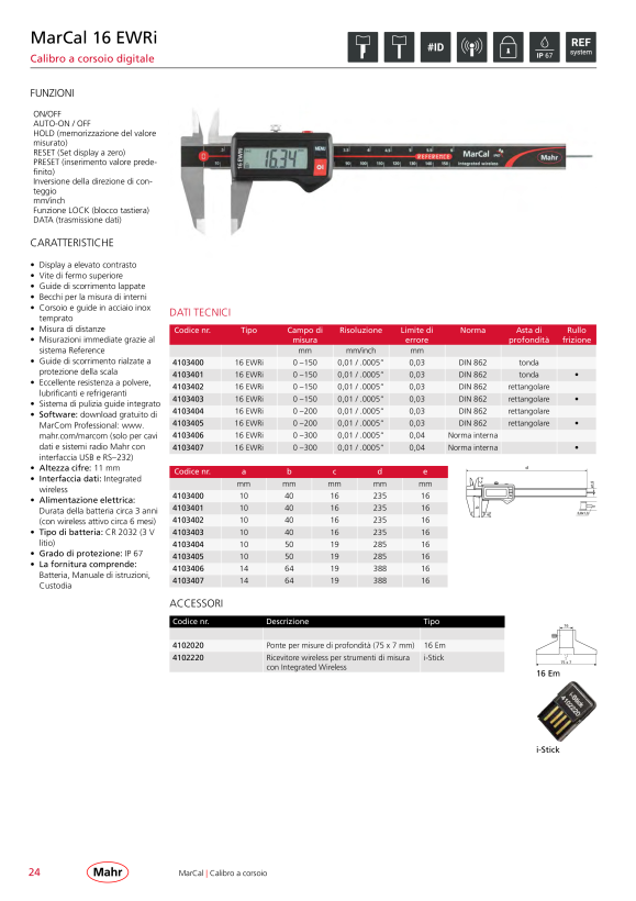 Mahr 16 EWR Dig.Caliper 300 mm/12” w.c. 4103306