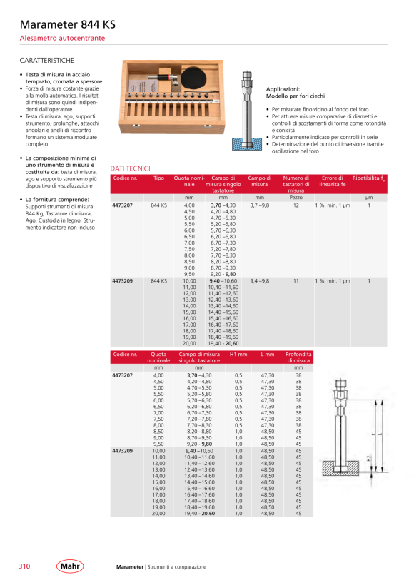 Mahr 844 KS Dial Bore Gauge 3,70 - 9,80 mm, in case w.C. 4473207