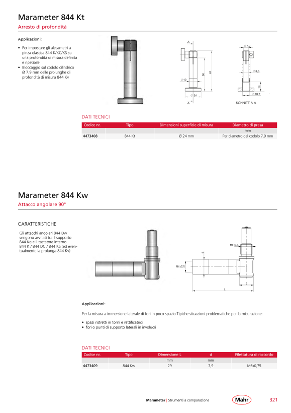 Mahr Prolunga di profondità 844Kv, lunghezza 100mm, M6 x 0,75 4473406