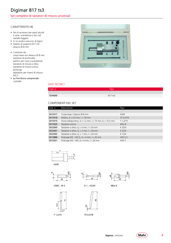 Mahr Calibro di profondità TMT 120 incl., supporto con filettatura M2/M2 4429221