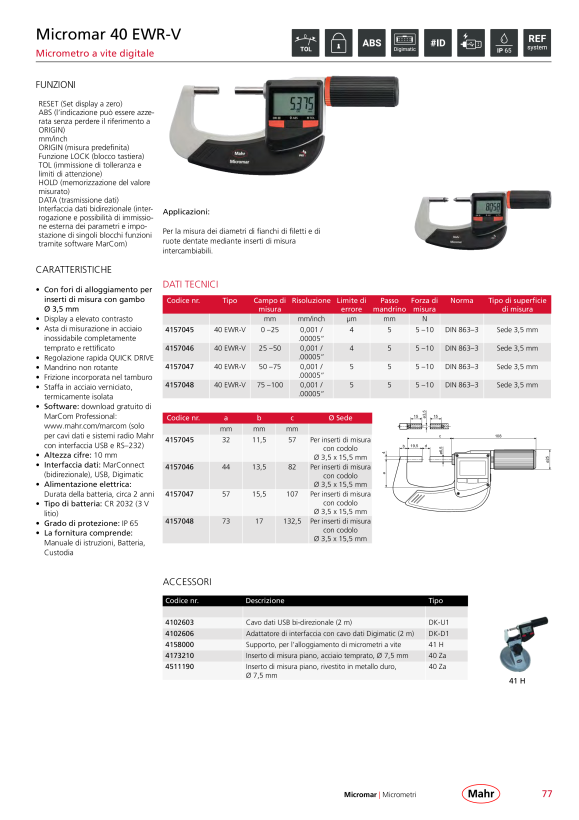 Mahr 40 EWRi-V [17] Dig. Micrometer 75-100 mm ,w. C. 4157148