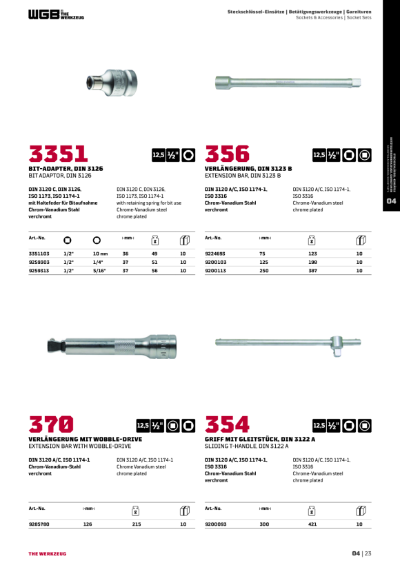 WGB 1/2" VERLÄNGERUNG MIT WOBBLE-DRIVE, CV, NR.370 9285780