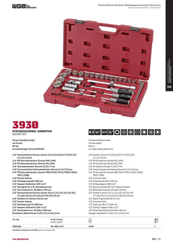 WGB 1/2" UNIVERSAL WERKZEUGSATZ NR.3890 9291663