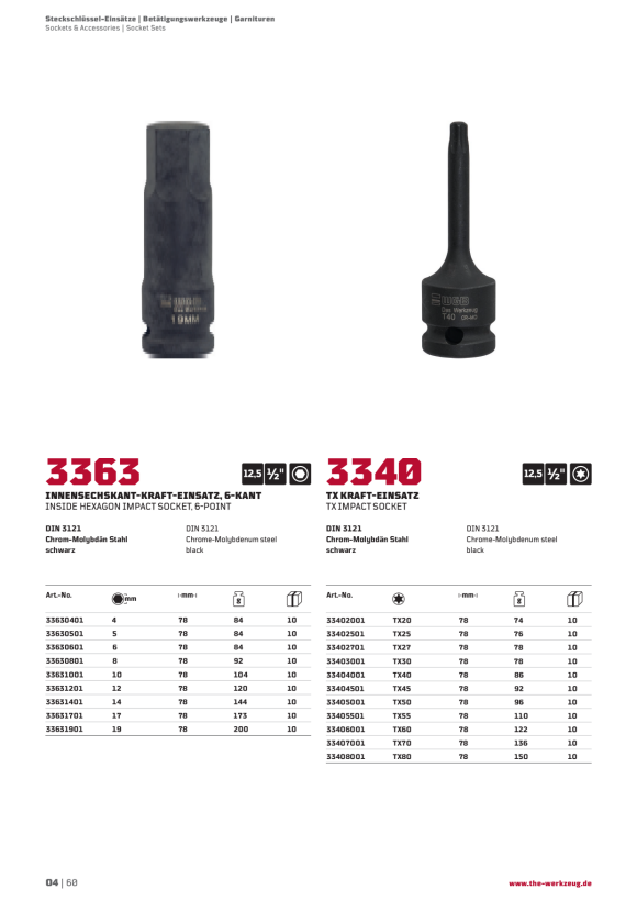 WGB 1/2" KRAFT-INNENSECHSKANTEINSATZ CR-MO, NR.3363, 4 MM 33630401