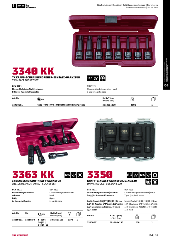 WGB TX Kraft-Schraubendreher-Einsatz-Garnitur, 8-teilig 33400001