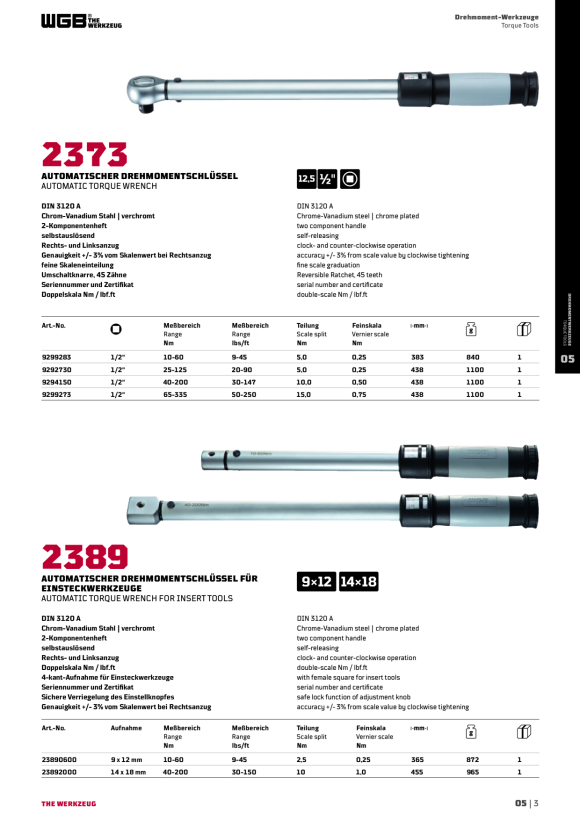 WGB 3/8" DREHMOMENTSCHL., SELBSTAUSLÖSEND MIT UMSCHALTKNARRE, NR.2371, 9301763