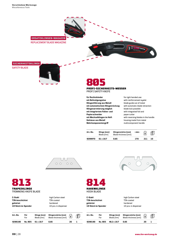 WGB PROFI-CUTTERMESSER NR.805 MIT MEHRKOMPONENTENHEFT 9299970