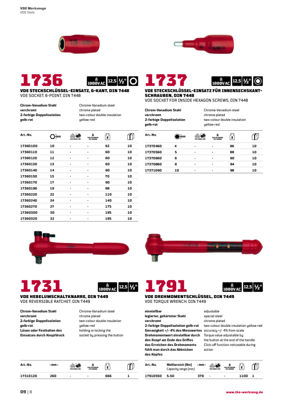 WGB VDE-Steckschlüssel-Einsatz, Sechskant, 13 mm 17360130