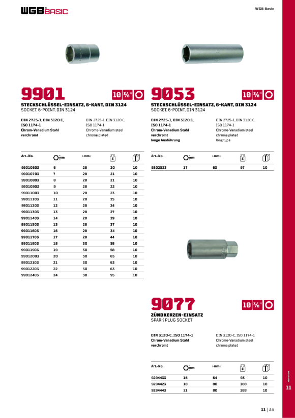 WGB 3/8" ZÜNDKERZEN-EINSATZ, CV, BASIC+ NR. 9077 9294443