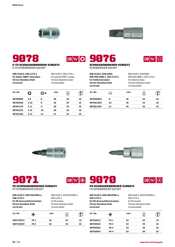 WGB 3/8" STECKSCHL.-EINSATZ F. SCHLITZ- SCHRAUBEN, CV, NR.9076, BASIC+ 907601203