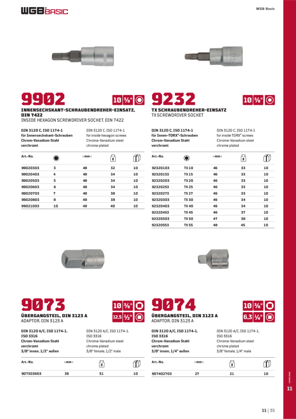 WGB 3/8" STECKSCHL.-EINSATZ F. SCHLITZ- SCHRAUBEN, CV, NR.9076, BASIC+ 907601203