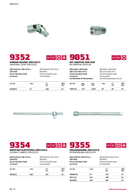 WGB 1/2" BIT ADAPTER FÜR 6-KANT-BITS 5/16", NR.9051 9297123