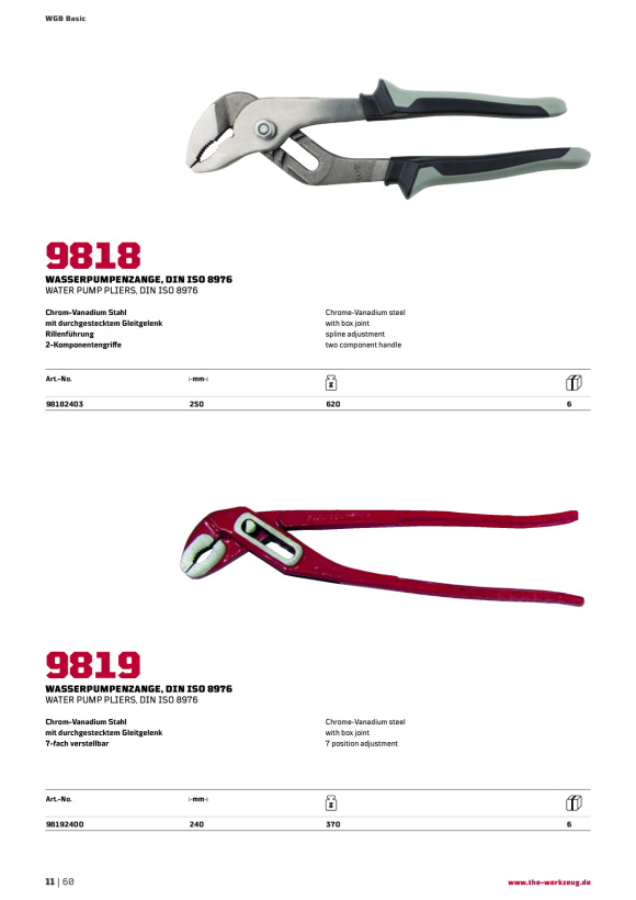 WGB UNIVERSAL-GRIPZANGE, NR.9827, BASIC+, MAUL: V-FORM 98271806