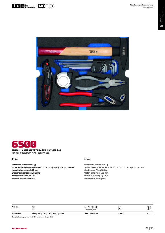 WGB EINLAGE HAUSMEISTER-SET UNIVERSAL MOFLEX MODUL NR.6500 6500000