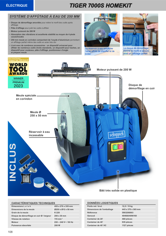 Scheppach Nass-Schleifsystem 250mm Universal-Schleifvorrichtung 70, Winkellehre, Abziehpaste inkl. Homekit 5903206903