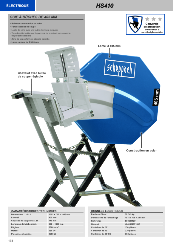 Scheppach Elektro-Wippkreissäge 230V, 2,2kW, 405 mm inkl. Längsanschlag 5905114901