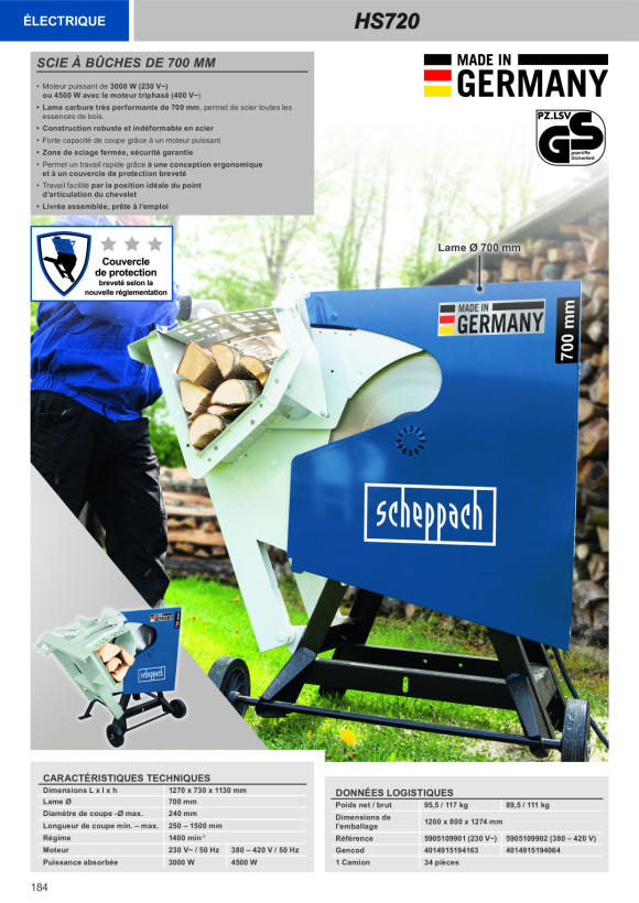Scheppach Elektro-Wippkreissäge 400V, 4,5kW, 700 mm 5905109902