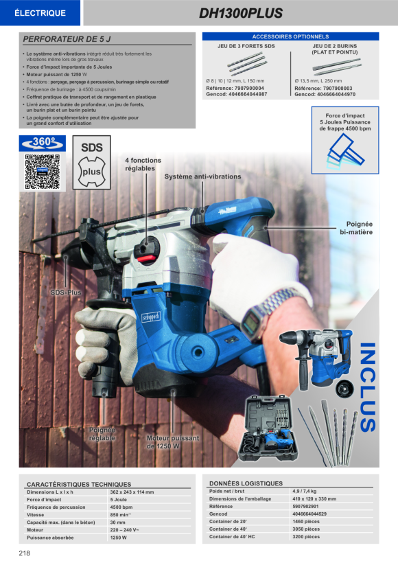Scheppach Bohrer-Set, SDS Plus, 3 Stück, Ø 8, 10, 12, 150 mm 7907900004