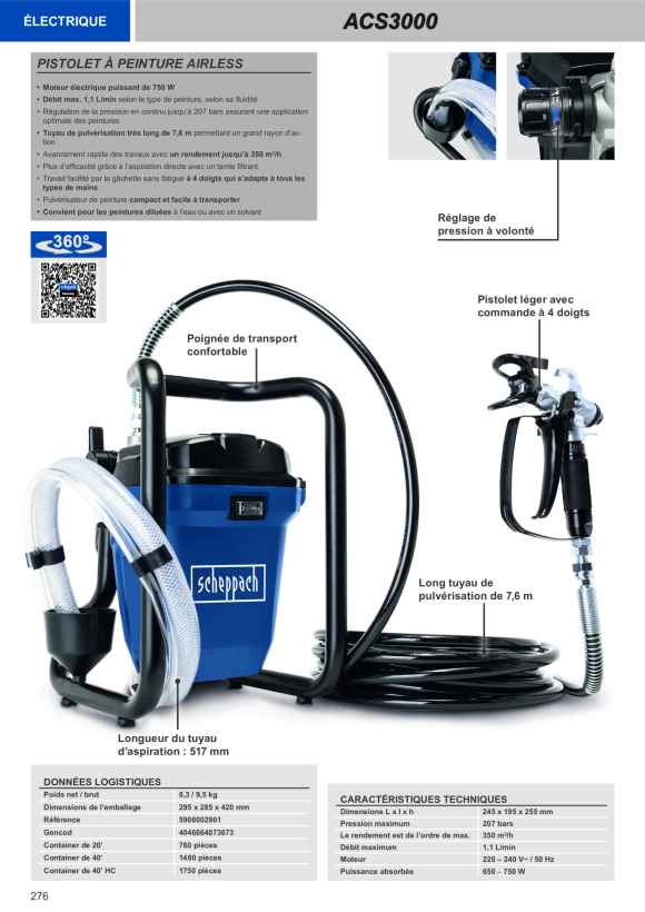 Scheppach Airless Farbsprühsystem 207 bar 5906002901