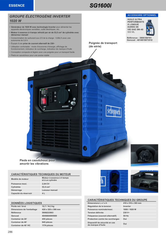 Scheppach Inverter-Stromgenerator 1500W inkl. 1x 230V-Anschluss 5906223903