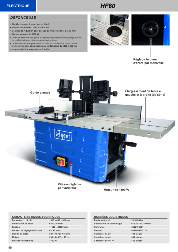 Scheppach Tischfräsmaschine inkl. Tischverbreiterungen & variabler Drehzahl 5902106901