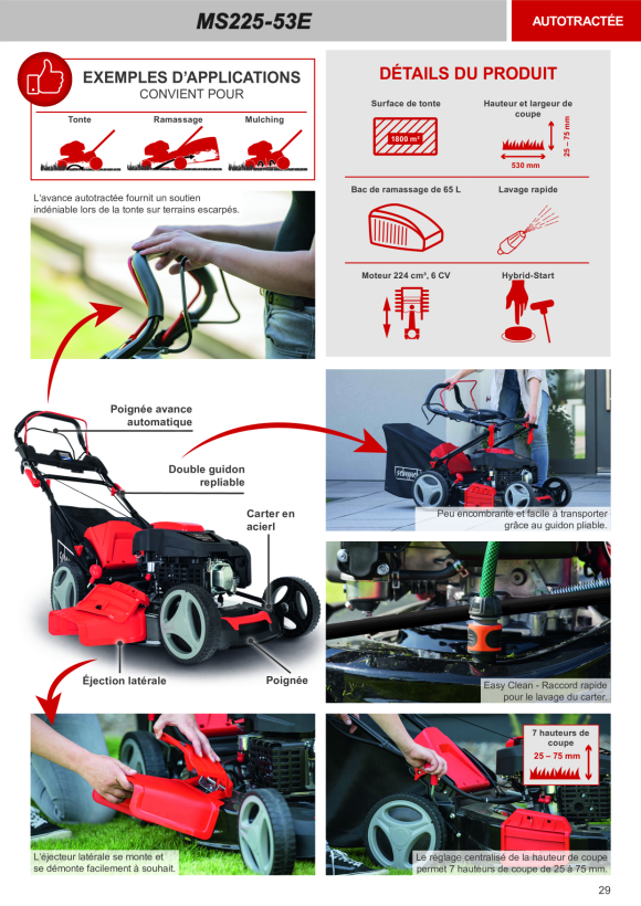 Scheppach 53 cm 224 cc 7 PS Benzin-Rasenmäher mit Radantrieb & Elektro-Start 5911245903
