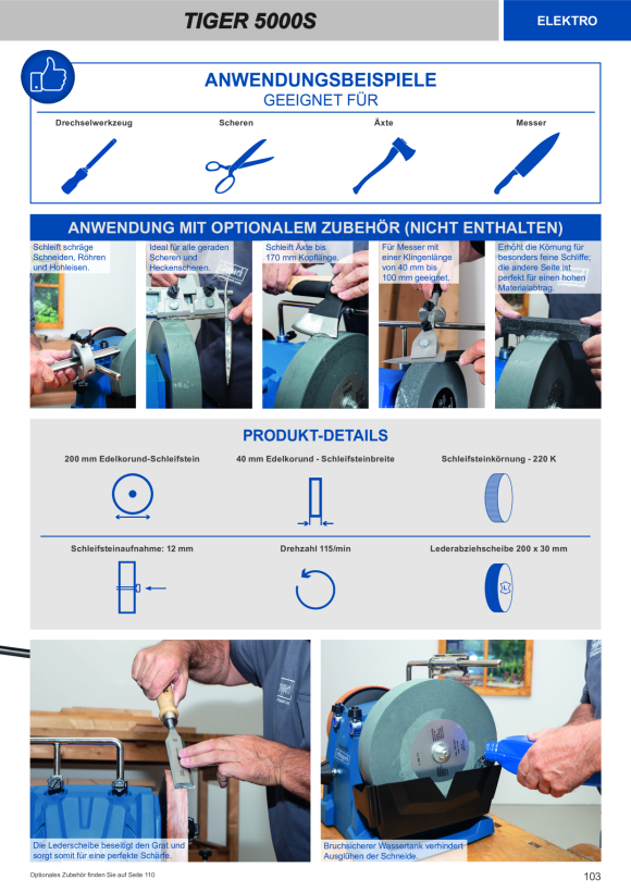 Scheppach Nass-Schleifsystem 200mm Universal-Schleifvorrichtung 70, Winkellehre, Abziehpaste 5903205901
