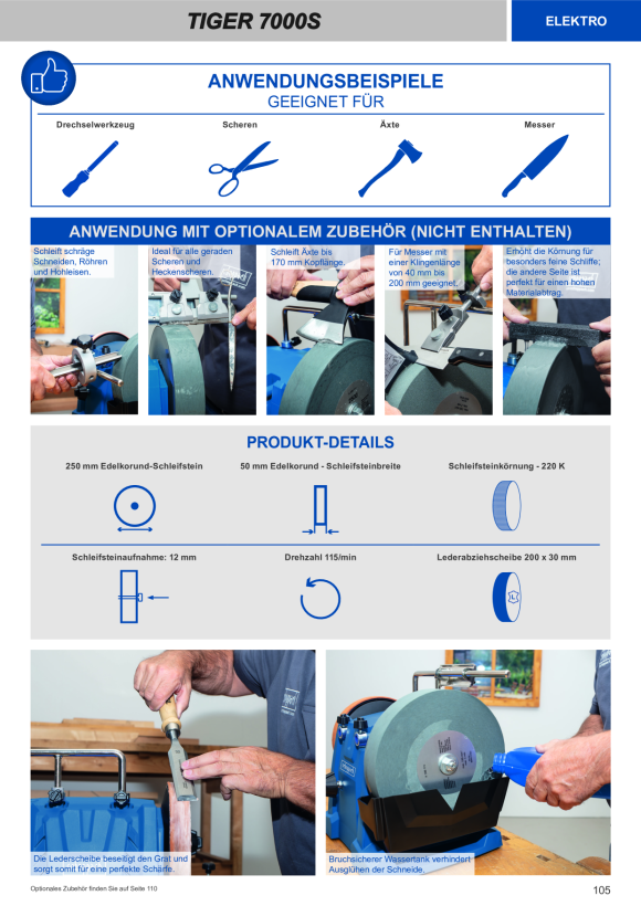 Scheppach Nass-Schleifsystem 250mm Universal-Schleifvorrichtung 70, Winkellehre, Abziehpaste 5903206901
