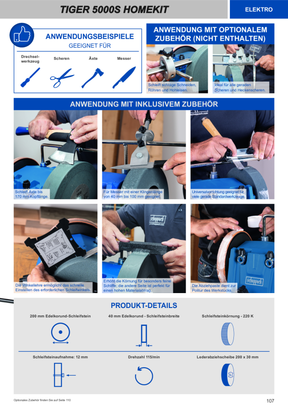 Scheppach Nass-Schleifsystem 200mm Universal-Schleifvorrichtung 70, Winkellehre, Abziehpaste inkl. Homekit 5903205903