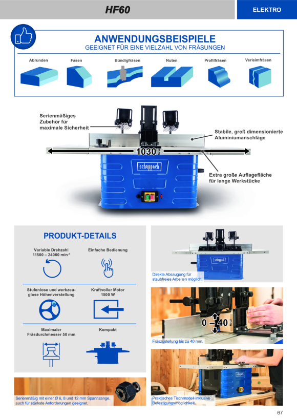 Scheppach Tischfräsmaschine inkl. Tischverbreiterungen & variabler Drehzahl 5902106901